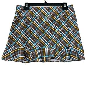 All By Jofit Brown Plaid Mini Ruffle Tennis Pickleball Golf Sports Skirt size 12